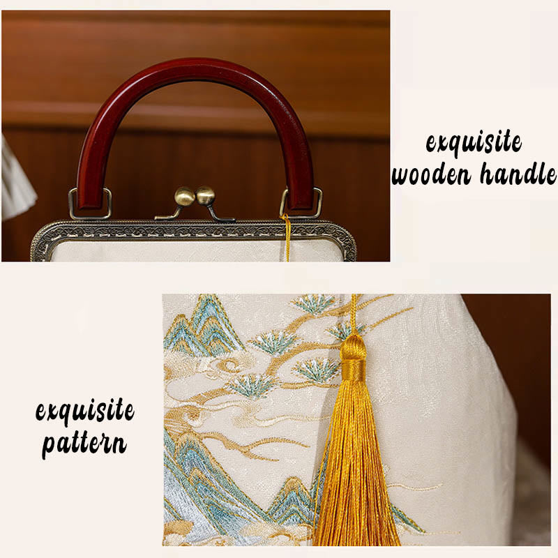 Landscape Painting Jacquard Handbag | Spiritual Accessory