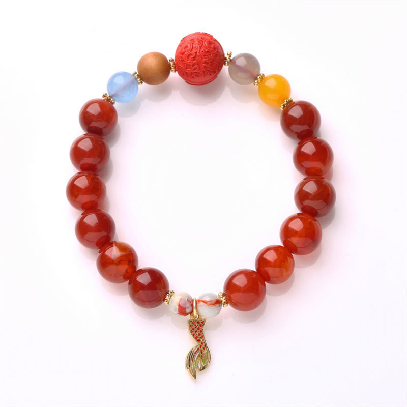 Red Agate Peace Talisman Confidence Bracelet 10mm Beads