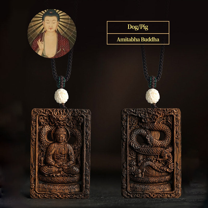 Chinese Zodiac Agarwood PiXiu Dragon Peace Necklace Pendant