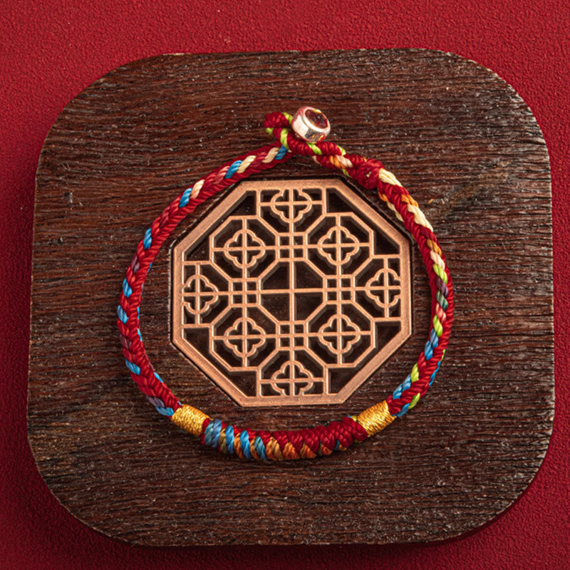 Multicolored Red String Bracelet with King Kong Knot for Protection