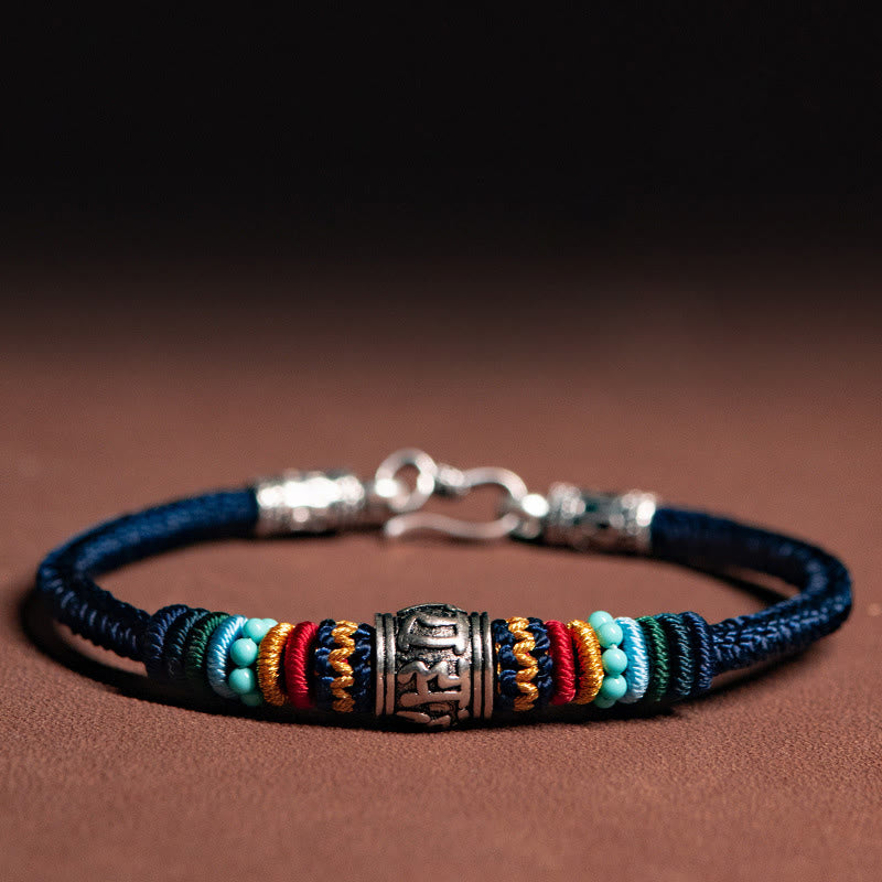 Om Mani Padme Hum Silver Bracelet | Tibetan Purity Braided