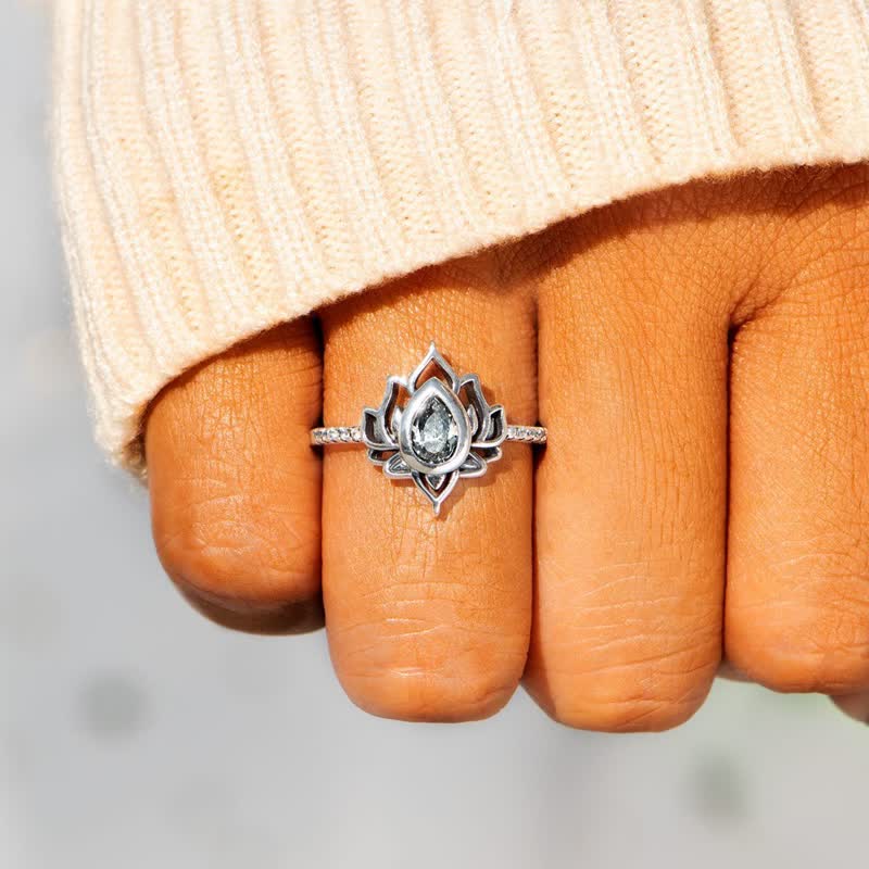 Sterling Silver Lotus Blessing Ring for Protection