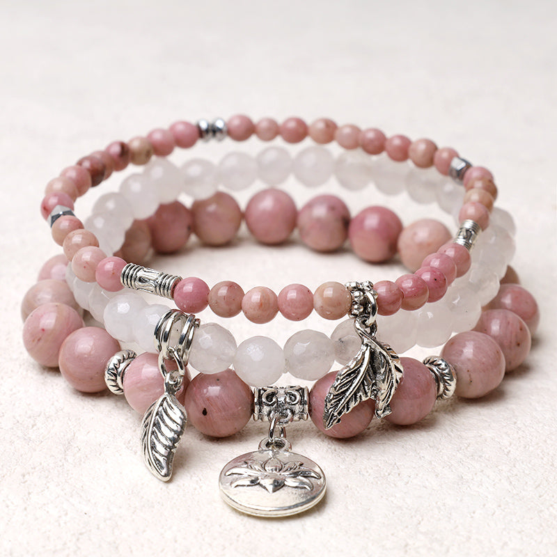 Amethyst Crystal Healing Bracelet with Lotus Symbol | 6-8mm Beads