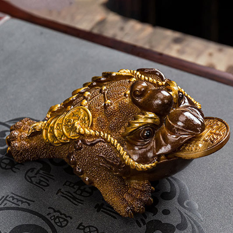 Color Changing Feng Shui Frog Resin Tea Pet Figurine