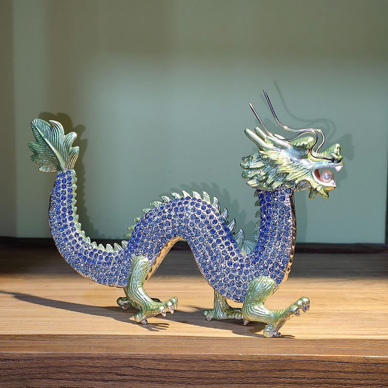 Handmade Chinese Dragon Statue Feng Shui Decor 22cm