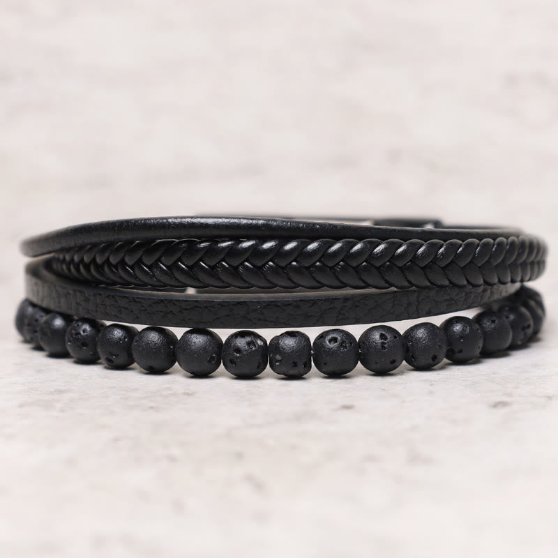 6mm Lava Rock Black Onyx Spiritual Bracelet for Protection