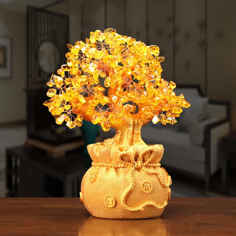 Arbre à argent en citrine naturelle, décoration Feng Shui pour la prospérité