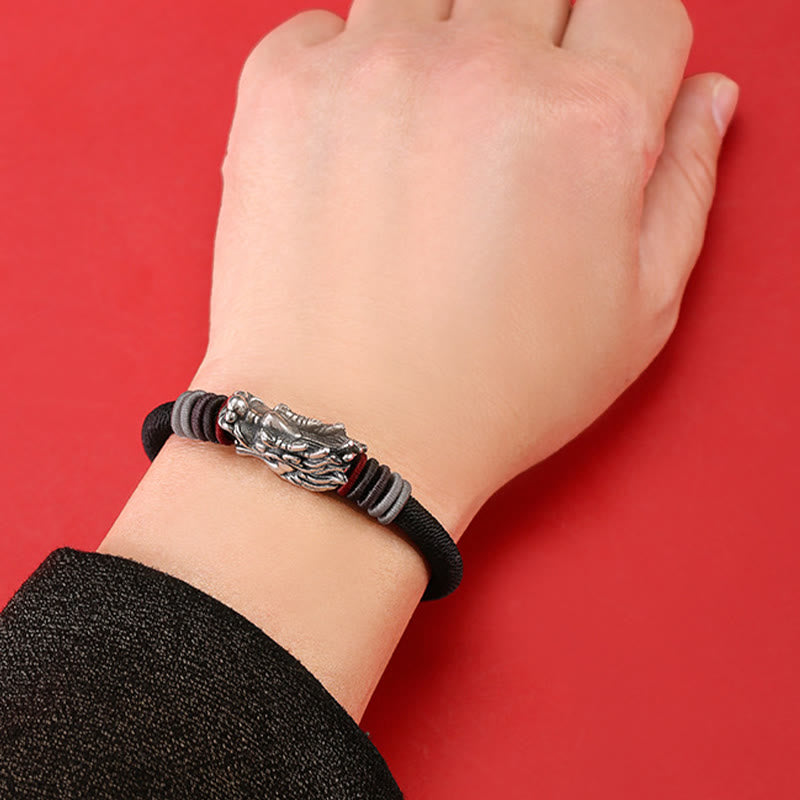 Sterling Silver Dragon Bracelet | Braided Luck Charm 6mm