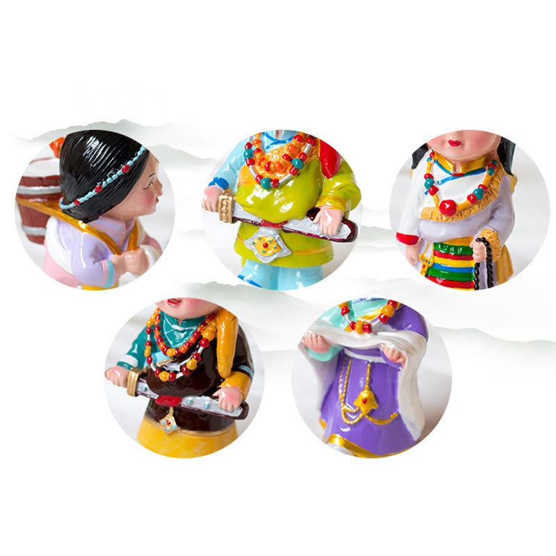 Figurines spirituelles tibétaines peintes à la main de 11 cm