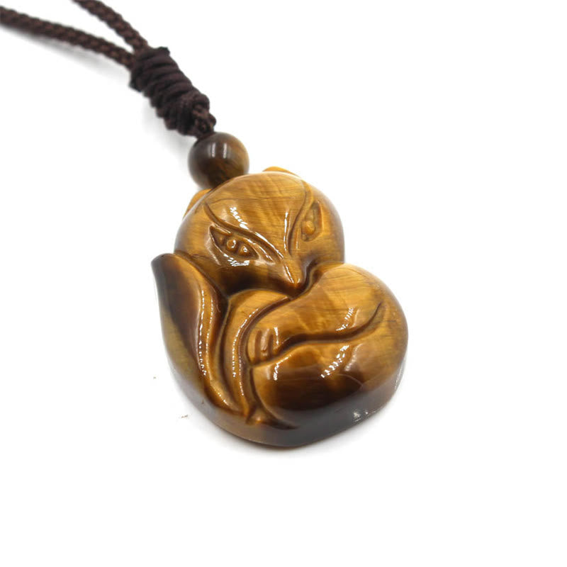 Obsidian Amulet Necklace with Tiger Eye & Ice Obsidian Stones