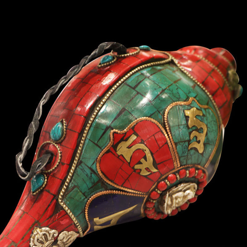 Coquillage tibétain Shankha fait main 23 cm | Décoration Zen