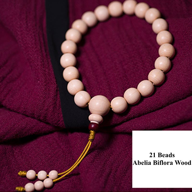 Unisex Abelia Biflora Wood Wrist Mala Bracelet 10mm