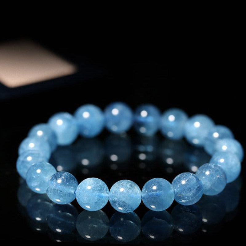 8mm Aquamarine Healing Beads Peace Bracelet