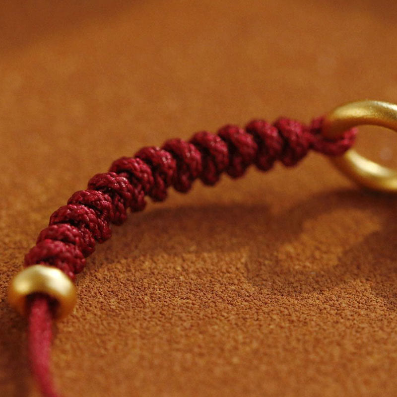 Alloy Peace Buckle Red String Bracelet for Protection & Luck