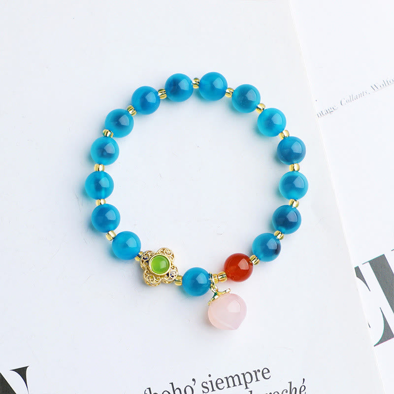 8mm Candy Agate Agate Bracelet with Gold Swallowing Beast Charms for Harmony