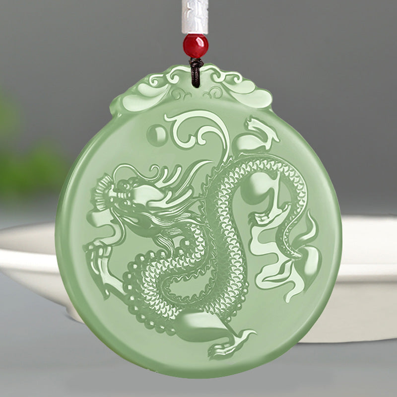 Chinese Zodiac Jade Dragon Luck Necklace for Prosperity