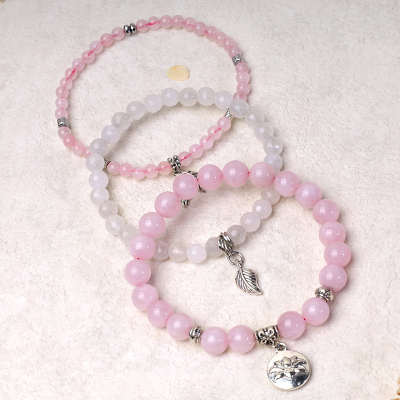 Amethyst Crystal Healing Bracelet with Lotus Symbol | 6-8mm Beads