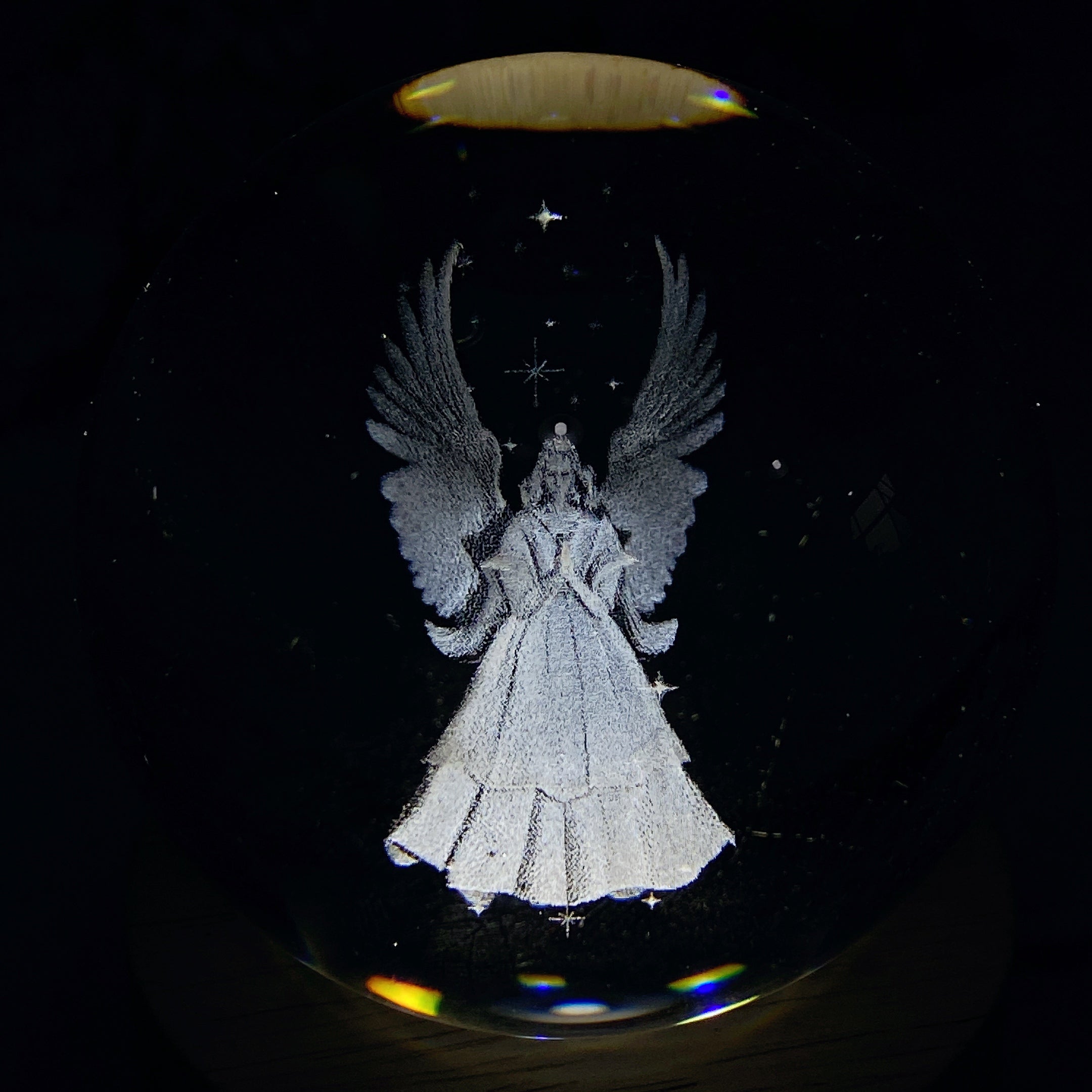 6cm Crystal Glass Sphere with Inner Carvings for Healing