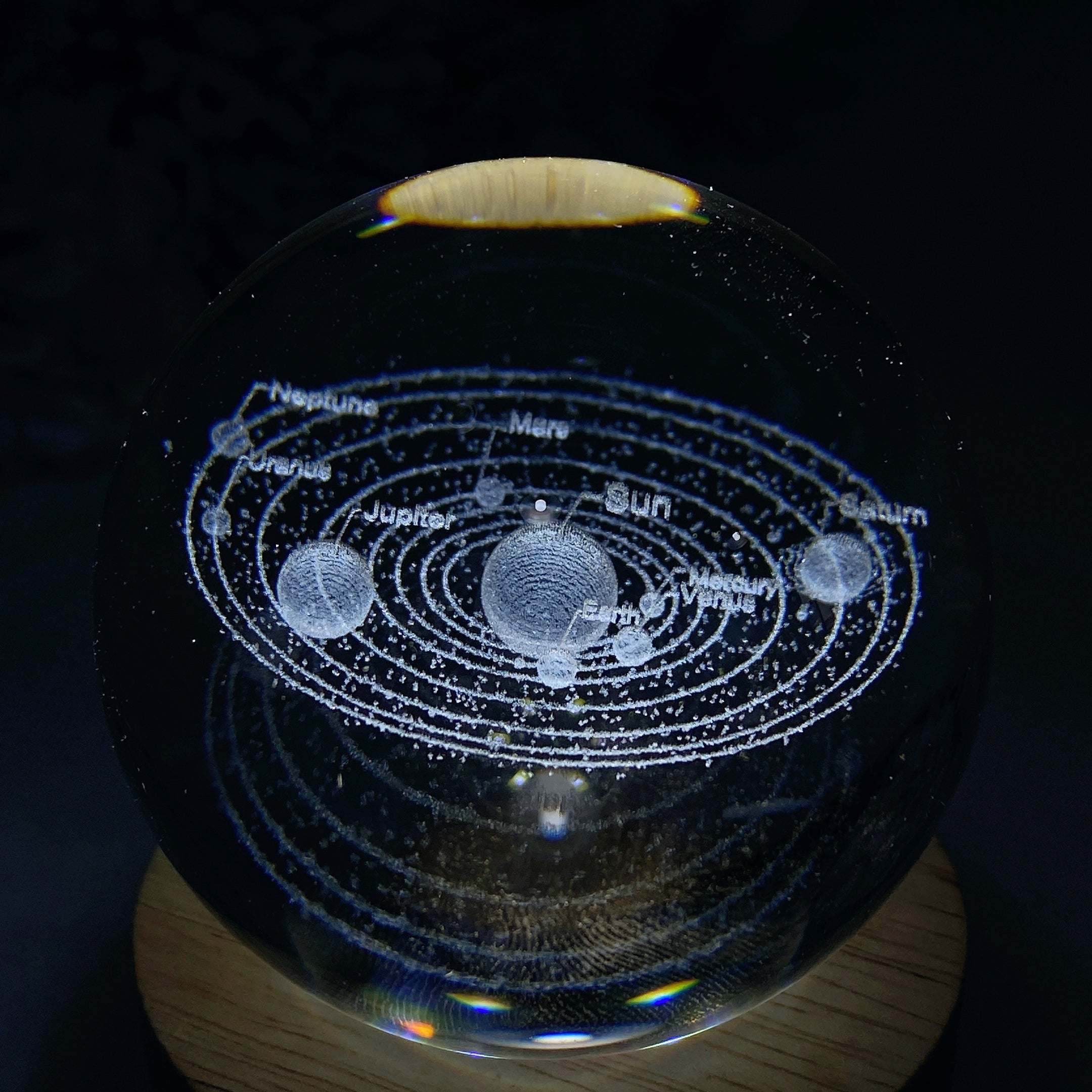 6cm Crystal Glass Sphere with Inner Carvings for Healing