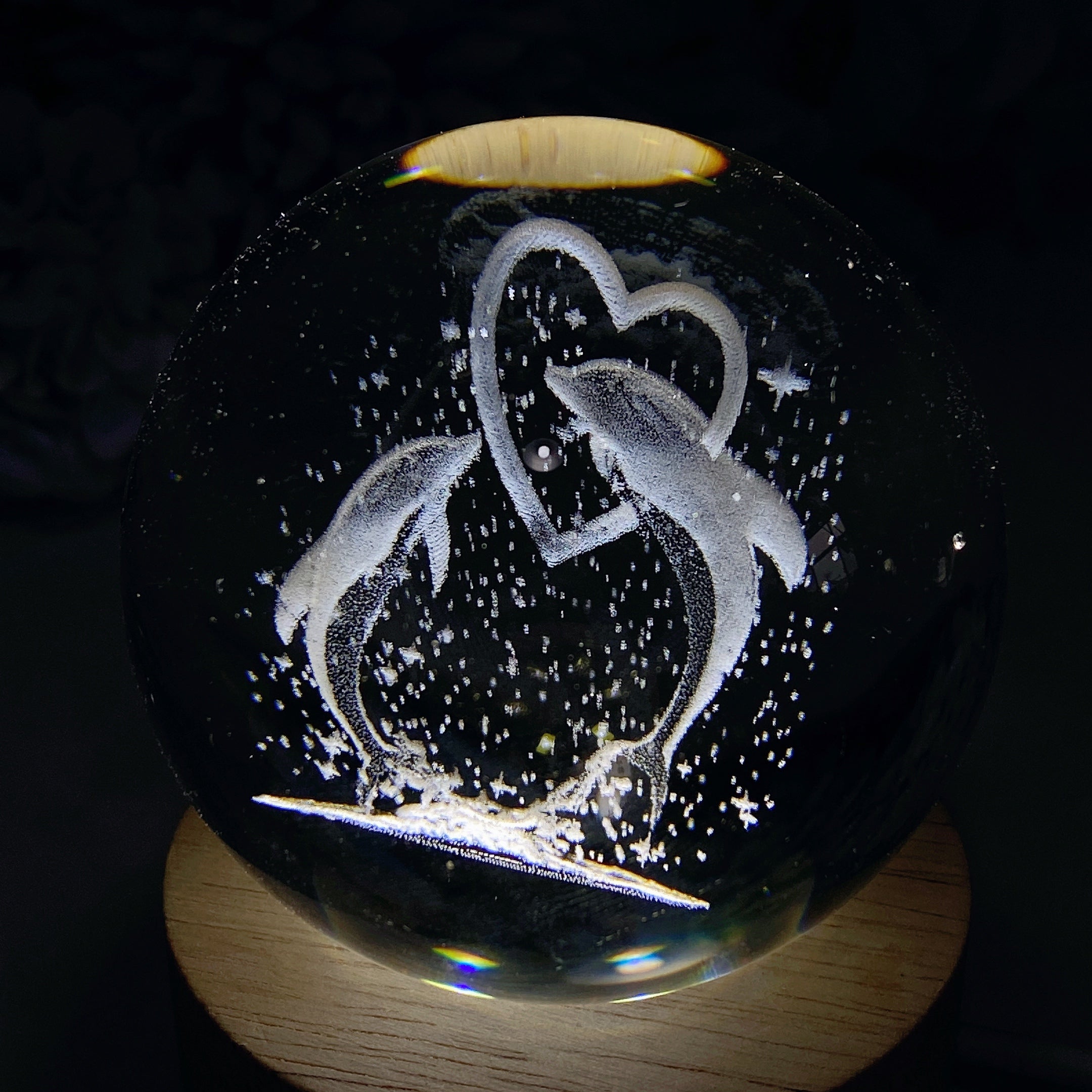 6cm Crystal Glass Sphere with Inner Carvings for Healing