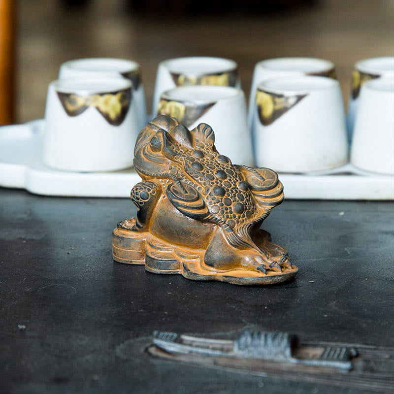 Statue de grenouille Feng Shui de 6 cm avec pièces de cuivre pour la prospérité