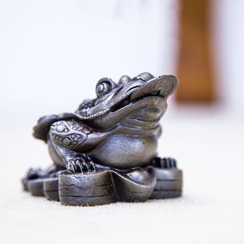 Statue de grenouille Feng Shui de 6 cm avec pièces de cuivre pour la prospérité