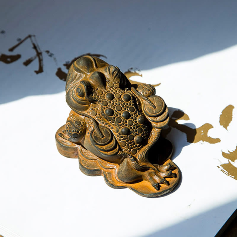 Statue de grenouille Feng Shui de 6 cm avec pièces de cuivre pour la prospérité