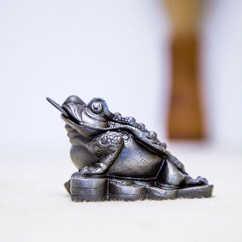 Statue de grenouille Feng Shui de 6 cm avec pièces de cuivre pour la prospérité