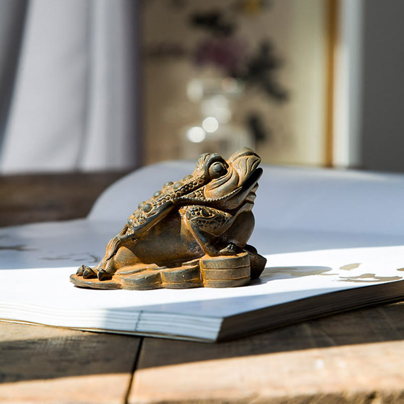 Statue de grenouille Feng Shui de 6 cm avec pièces de cuivre pour la prospérité