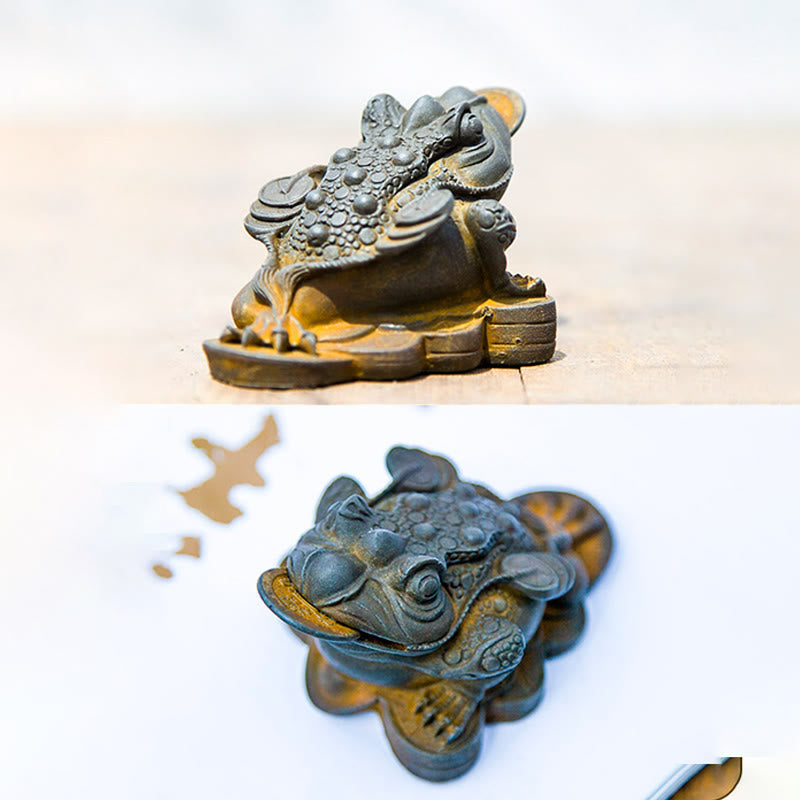 Statue de grenouille Feng Shui de 6 cm avec pièces de cuivre pour la prospérité
