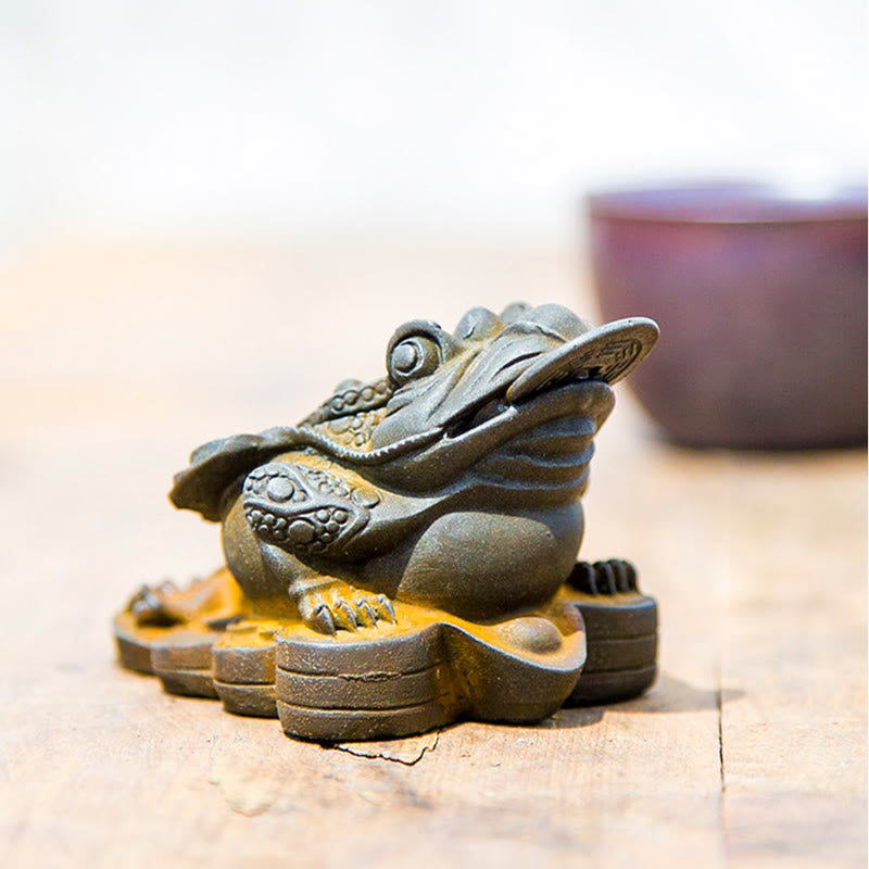 Statue de grenouille Feng Shui de 6 cm avec pièces de cuivre pour la prospérité