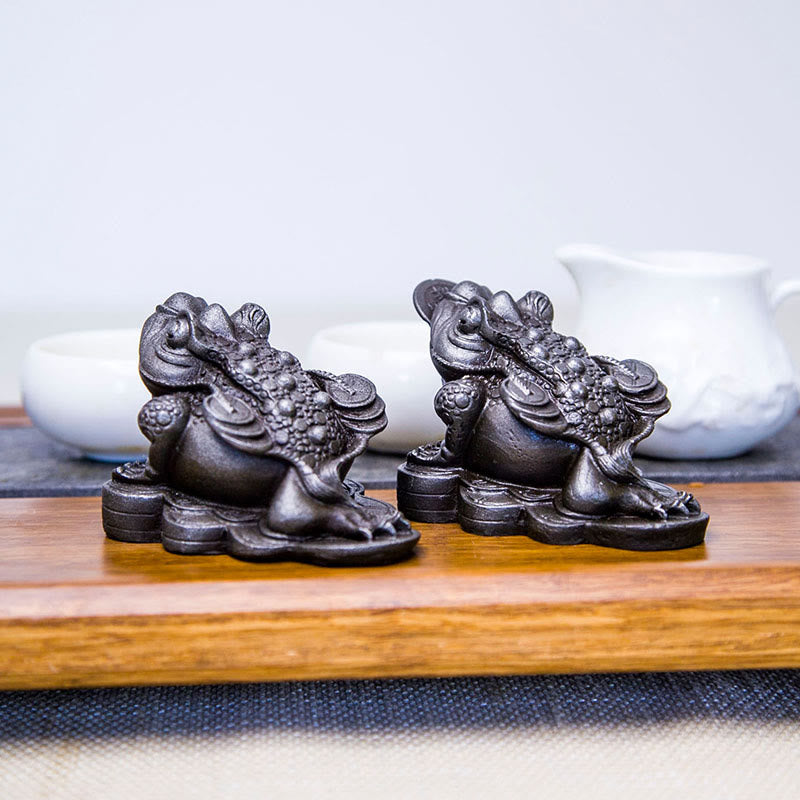 Statue de grenouille Feng Shui de 6 cm avec pièces de cuivre pour la prospérité
