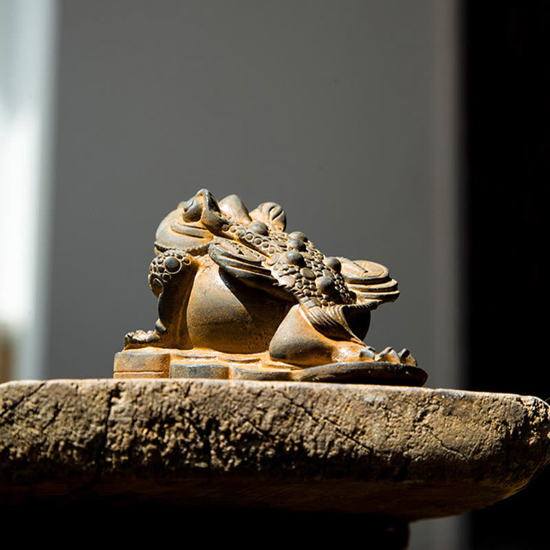 Statue de grenouille Feng Shui de 6 cm avec pièces de cuivre pour la prospérité