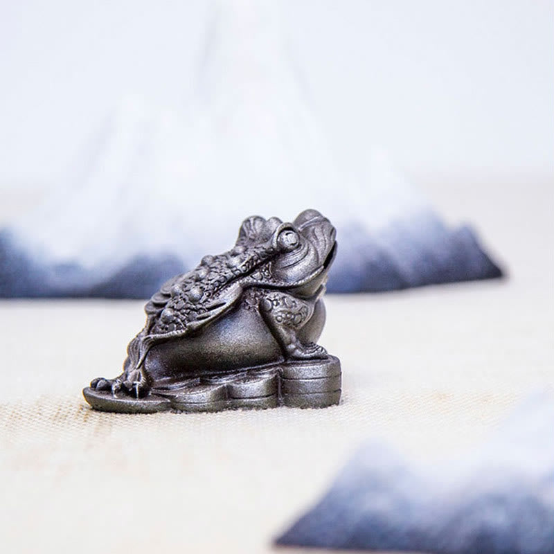 Statue de grenouille Feng Shui de 6 cm avec pièces de cuivre pour la prospérité