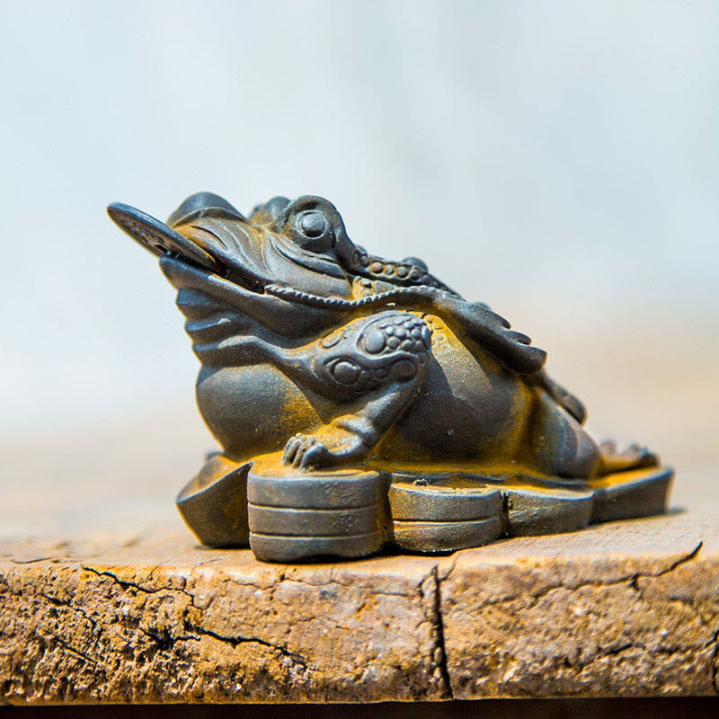 Statue de grenouille Feng Shui de 6 cm avec pièces de cuivre pour la prospérité