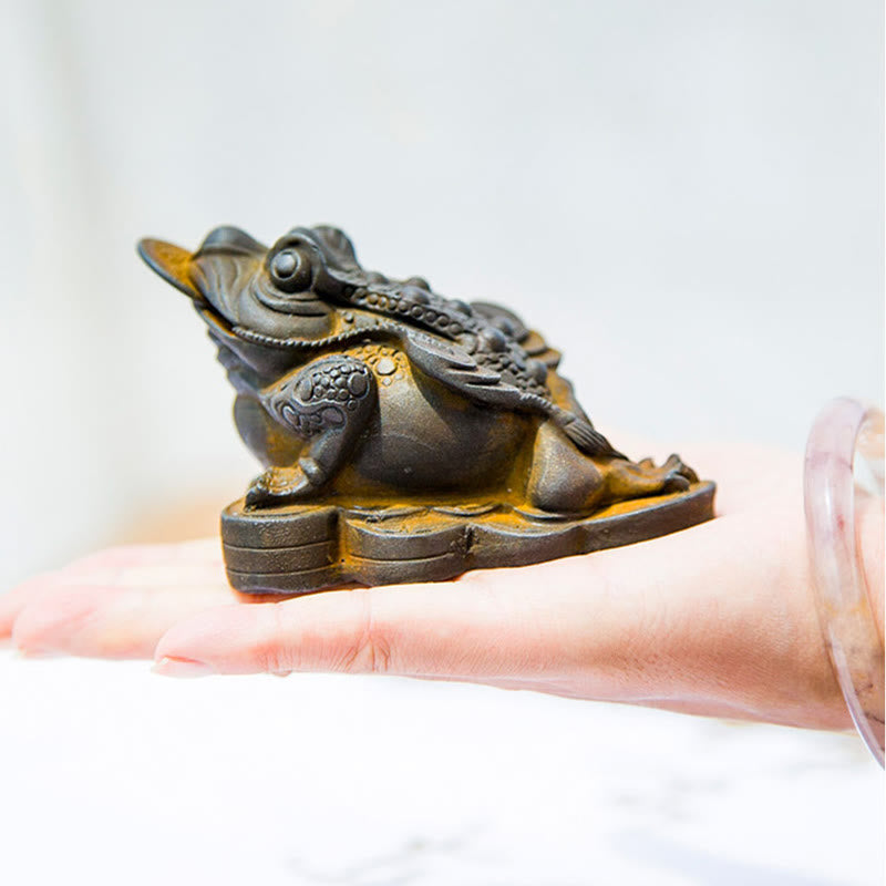 Statue de grenouille Feng Shui de 6 cm avec pièces de cuivre pour la prospérité