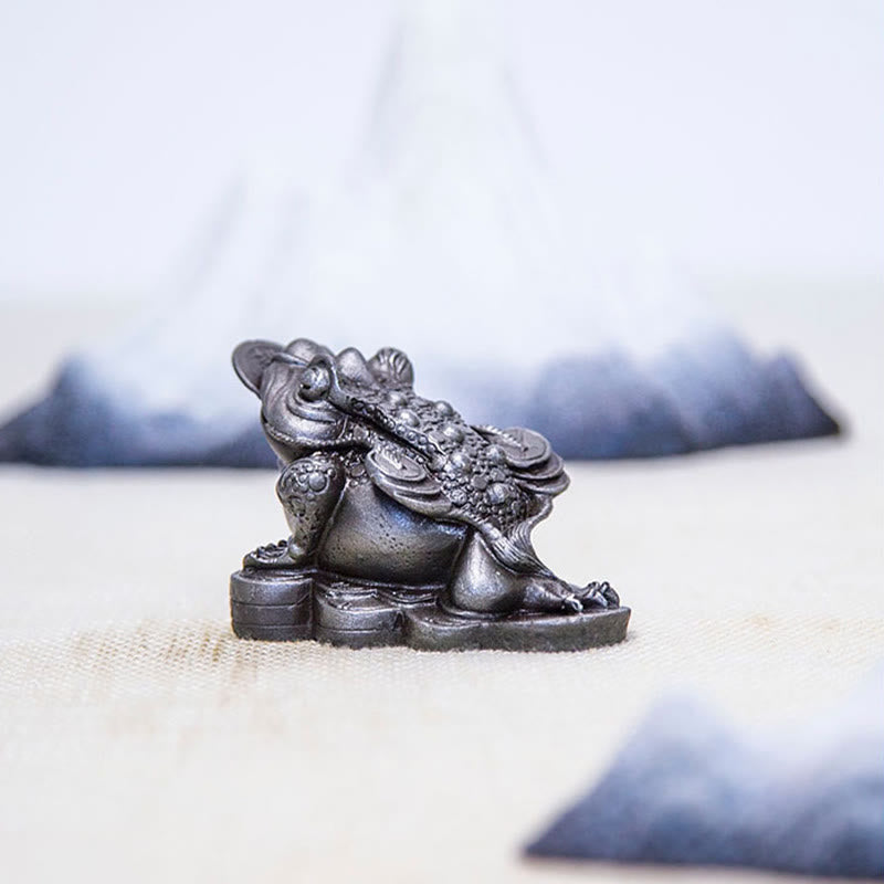 Statue de grenouille Feng Shui de 6 cm avec pièces de cuivre pour la prospérité