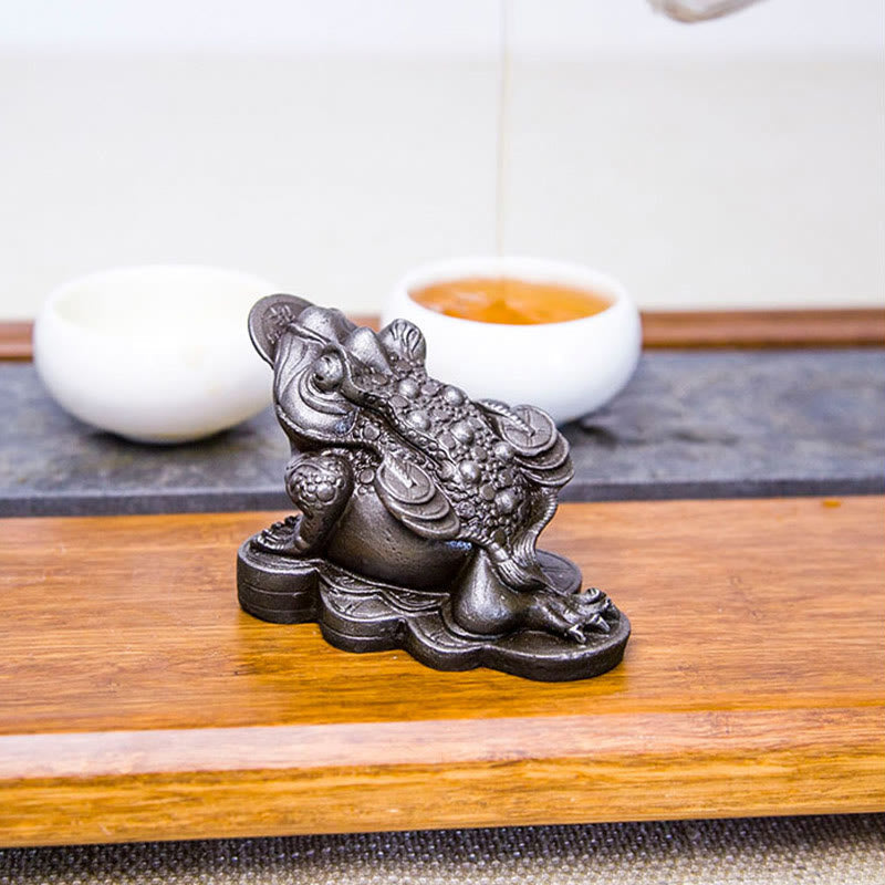 Statue de grenouille Feng Shui de 6 cm avec pièces de cuivre pour la prospérité