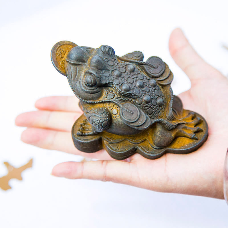 Statue de grenouille Feng Shui de 6 cm avec pièces de cuivre pour la prospérité