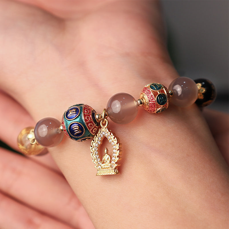Bracelet en agate grise Focus Positivité 10 mm
