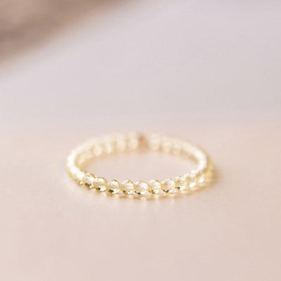 Bague en or citrine naturelle Prospérité et bonheur plaquée 14 carats