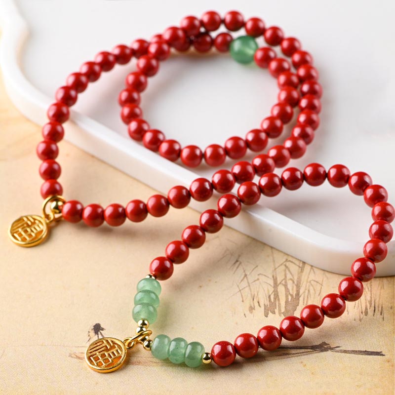 6mm Cinnabar Green Aventurine Luck Bracelet Unisex