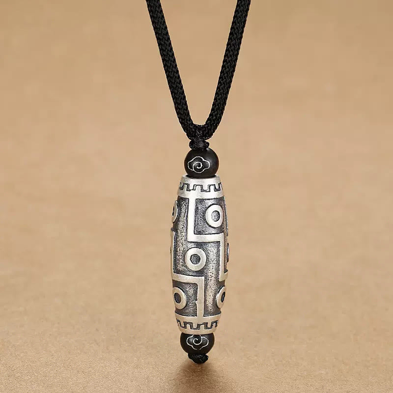 Copper Spiritual Necklace with Nine-Eye Dzi Bead for Wealth & Protection