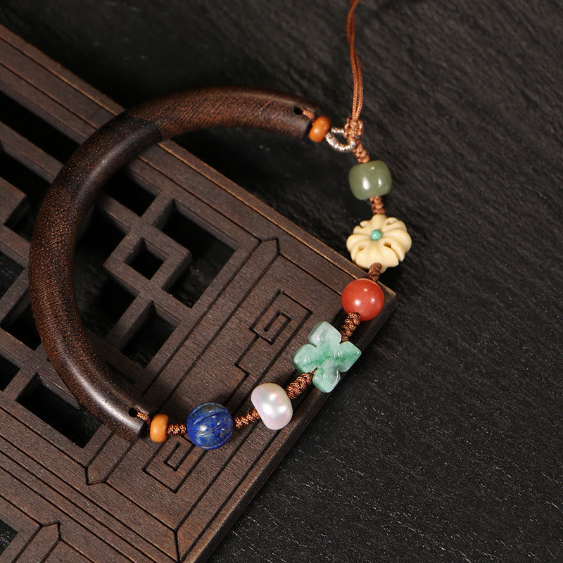 Agarwood Balance & Luck Bracelet with Lazurite and Hetian Jade