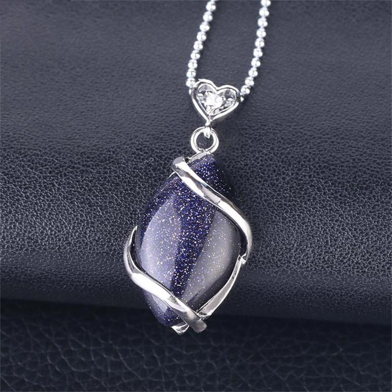 Amethyst Necklace with Natural Marquise Crystal Pendant