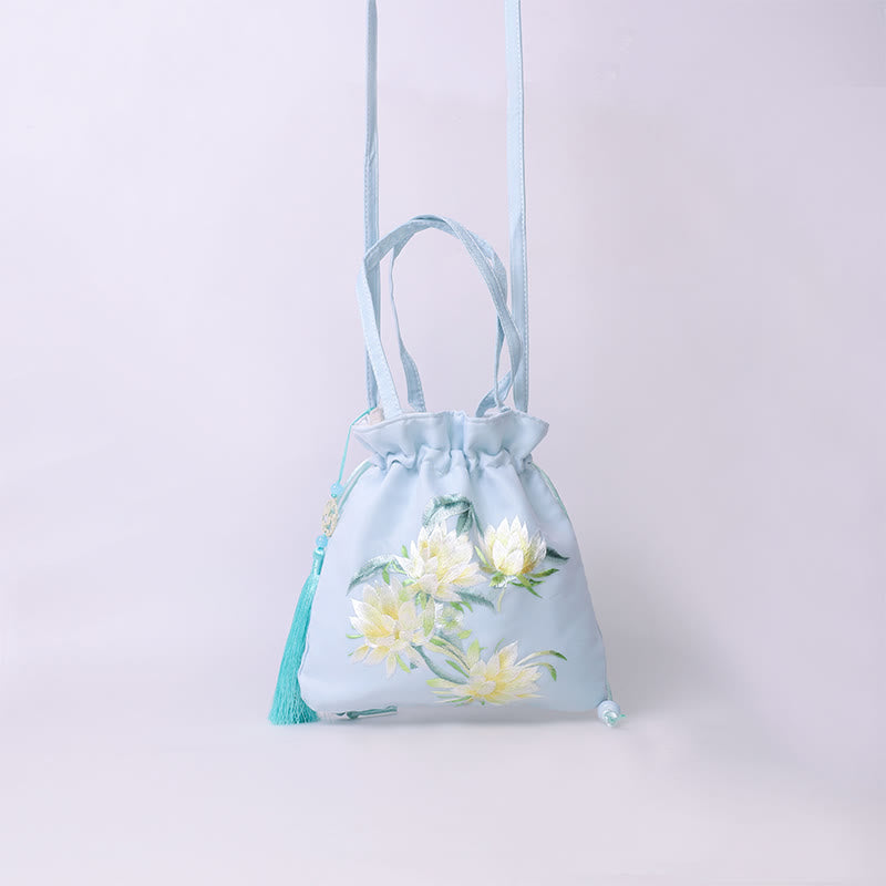 Cotton Linen Yoga Tote Bag with Adjustable Strap 21x22cm
