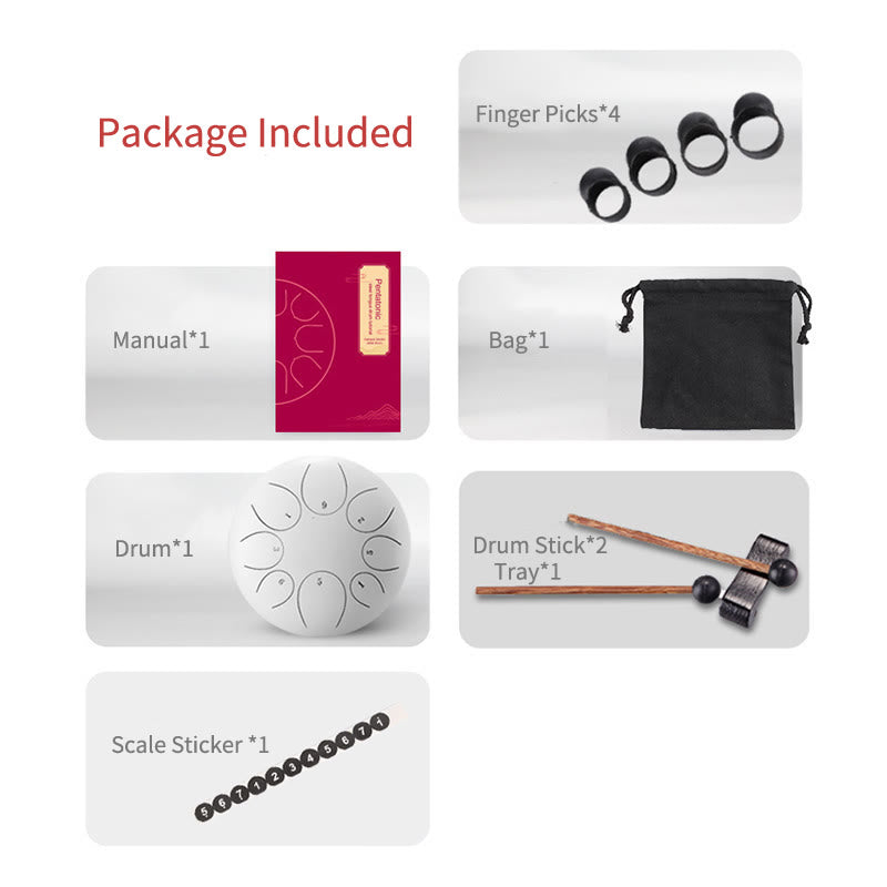 Kit de méditation Lotus de 6 pouces à 11 notes en acier
