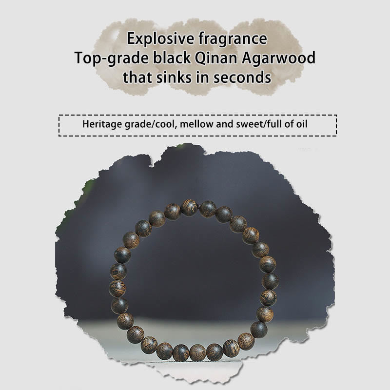 Bracelet en bois d'agar 6 mm pour la méditation et l'équilibre