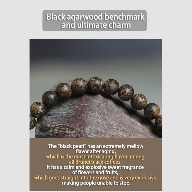 Bracelet en bois d'agar 6 mm pour la méditation et l'équilibre