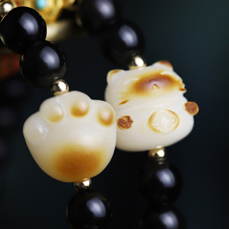 Bracelet porte-bonheur en obsidienne noire de 6 mm